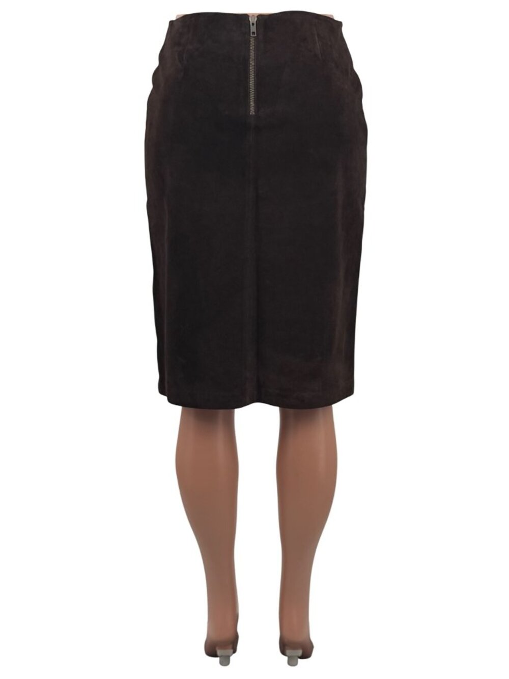 VTG 2003 GAP Blue Label Brown Suede Column Skirt 2| Dark Academia Boho 70s Retro - Picture 10 of 16
